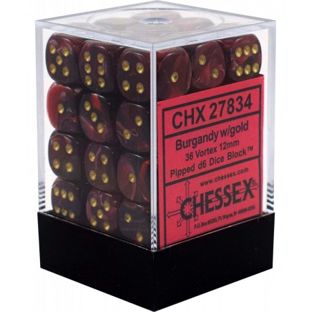 Dice d6 Sets: Vortex Burgundy with Gold - 12mm Six Sided Die (36) Block of Dice - 27834 $25.86 Game Accessories