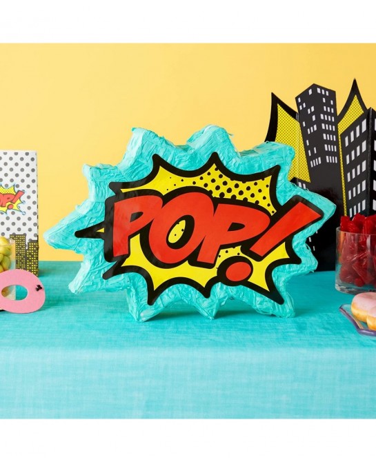 Small Comic Book Pop Pinata for Superhero Themed Birthday Party Decorations (17 x 11 x 3 In) $40.10 Piñatas