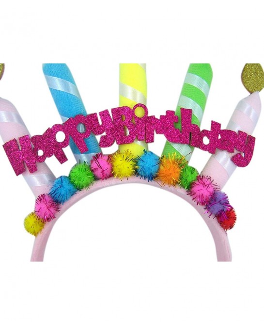 Happy Birthday Banner Headband with Candles Party Accessory $20.11 Kids' Party Hats
