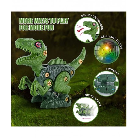 Kids Toys STEM Dinosaur Toys Take Apart Dinosaur with Wheels Sound Lights Building Construction Toys with Electric Drill for ...