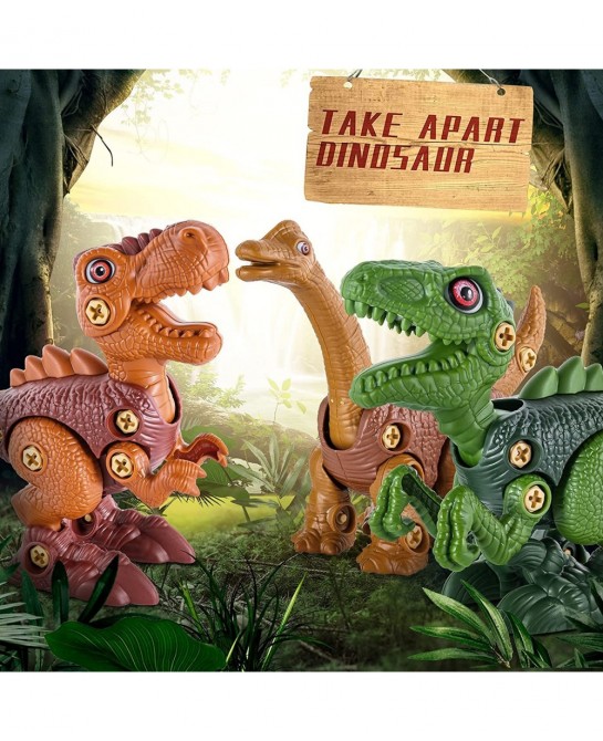 Kids Toys STEM Dinosaur Toys Take Apart Dinosaur with Wheels Sound Lights Building Construction Toys with Electric Drill for ...