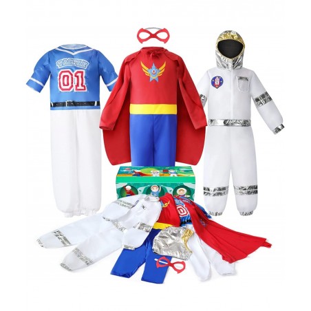 Boys Dress up Trunk Costumes Set Kids Dress up Clothes Set Boys Role Play Costume Superman Astronaut Footballer Costume for C...