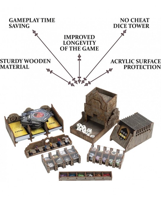 Wooden Betrayal Organizer with Engraved Design - Betrayal at House on The Hill Storage Organizer Box with Amazing Dice Tower ...