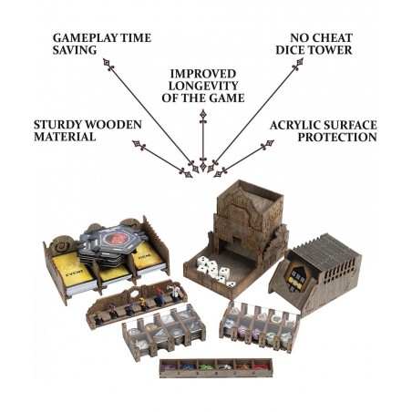 Wooden Betrayal Organizer with Engraved Design - Betrayal at House on The Hill Storage Organizer Box with Amazing Dice Tower ...