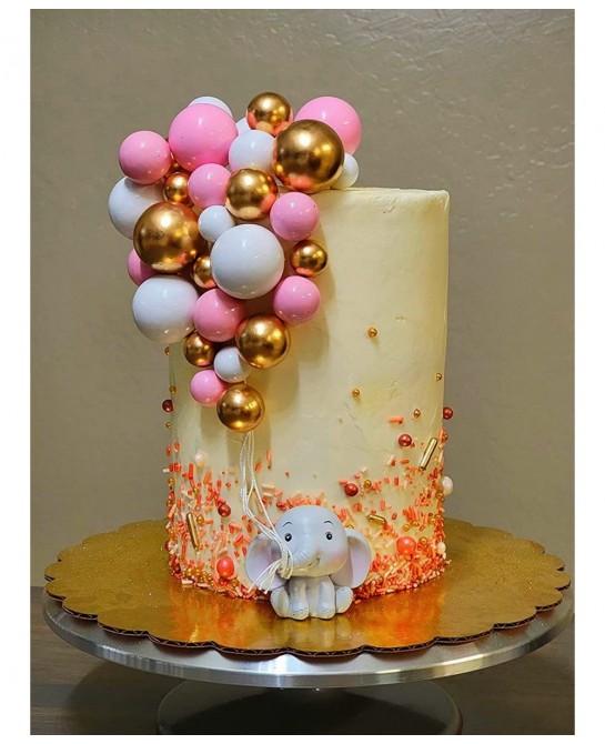 60 PCS Pink and Gold Ball Cake Decorations Ball Cake Topper Baby Shower Cake Decoration Birthday Cake Decoration Wedding Cake...