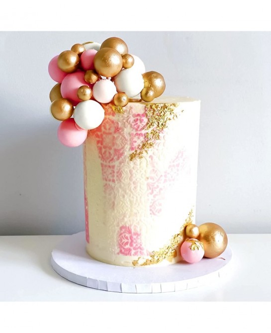 60 PCS Pink and Gold Ball Cake Decorations Ball Cake Topper Baby Shower Cake Decoration Birthday Cake Decoration Wedding Cake...