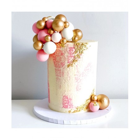 60 PCS Pink and Gold Ball Cake Decorations Ball Cake Topper Baby Shower Cake Decoration Birthday Cake Decoration Wedding Cake...