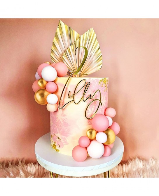 60 PCS Pink and Gold Ball Cake Decorations Ball Cake Topper Baby Shower Cake Decoration Birthday Cake Decoration Wedding Cake...