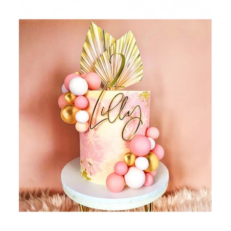 60 PCS Pink and Gold Ball Cake Decorations Ball Cake Topper Baby Shower Cake Decoration Birthday Cake Decoration Wedding Cake...
