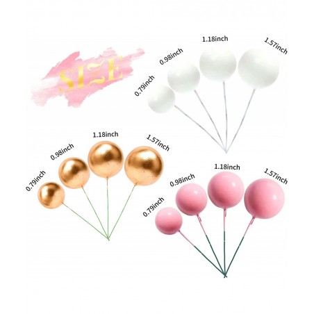 60 PCS Pink and Gold Ball Cake Decorations Ball Cake Topper Baby Shower Cake Decoration Birthday Cake Decoration Wedding Cake...