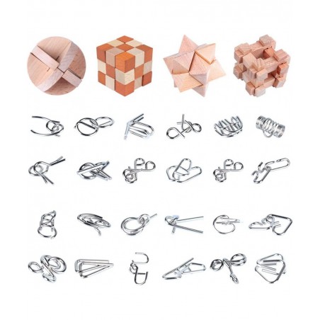 Brain Teaser Puzzle for Kids Adults Puzzle Games Wooden and Metal 3D Unlock Interlocking Puzzle Educational Toy 28Pcs $50.55 ...