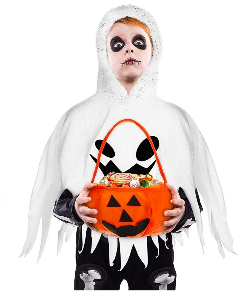 Kids Ghost Halloween Costume with Halloween White Ghost Cloak and Candy Bag Ghost for Kids Toddlers Multicolor $31.04 Kids' C...