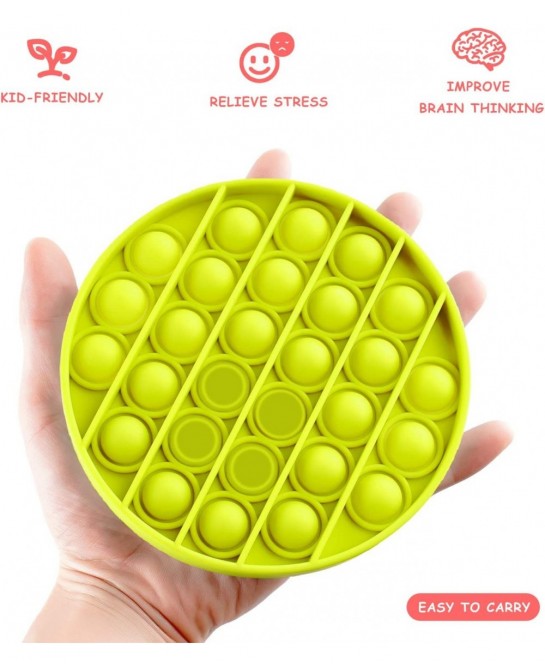 Push Pop Bubble Fidget Sensory Toy MoBeauty Silicone Fidget Toy Relieve Stress Autism Fidget Toys for Anxiety (Yellow Round) ...