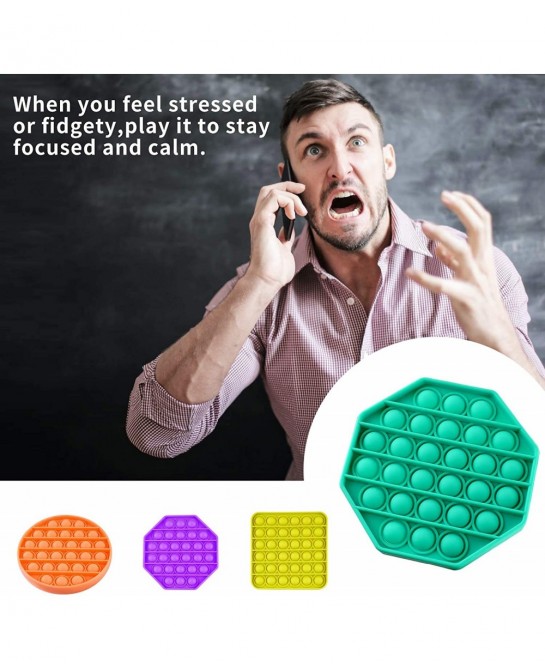 Push Pop Bubble Fidget Sensory Toy MoBeauty Silicone Fidget Toy Relieve Stress Autism Fidget Toys for Anxiety (Yellow Round) ...