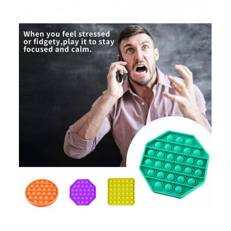 Push Pop Bubble Fidget Sensory Toy MoBeauty Silicone Fidget Toy Relieve Stress Autism Fidget Toys for Anxiety (Yellow Round) ...