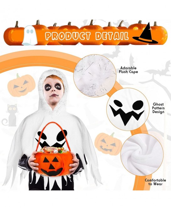 Kids Ghost Halloween Costume with Halloween White Ghost Cloak and Candy Bag Ghost for Kids Toddlers Multicolor $31.04 Kids' C...