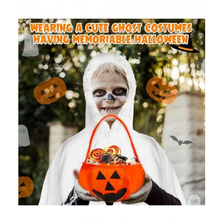 Kids Ghost Halloween Costume with Halloween White Ghost Cloak and Candy Bag Ghost for Kids Toddlers Multicolor $31.04 Kids' C...