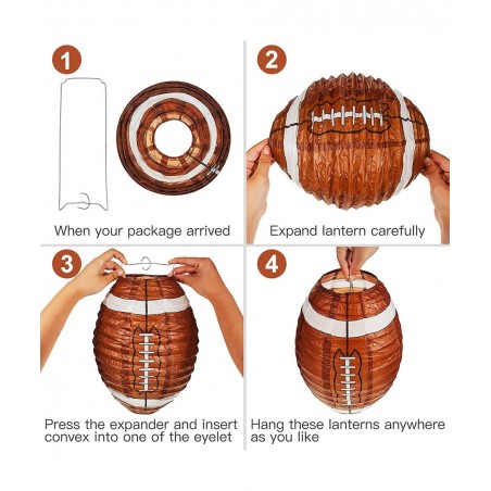 Football Paper Lantern Table Centerpiece Decoration Set Soccerball Game Lantern with Stand Pieces for Sports Game Football Ki...