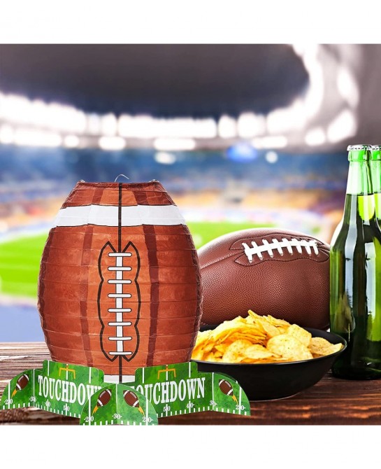 Football Paper Lantern Table Centerpiece Decoration Set Soccerball Game Lantern with Stand Pieces for Sports Game Football Ki...