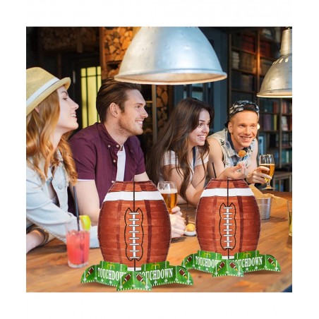 Football Paper Lantern Table Centerpiece Decoration Set Soccerball Game Lantern with Stand Pieces for Sports Game Football Ki...