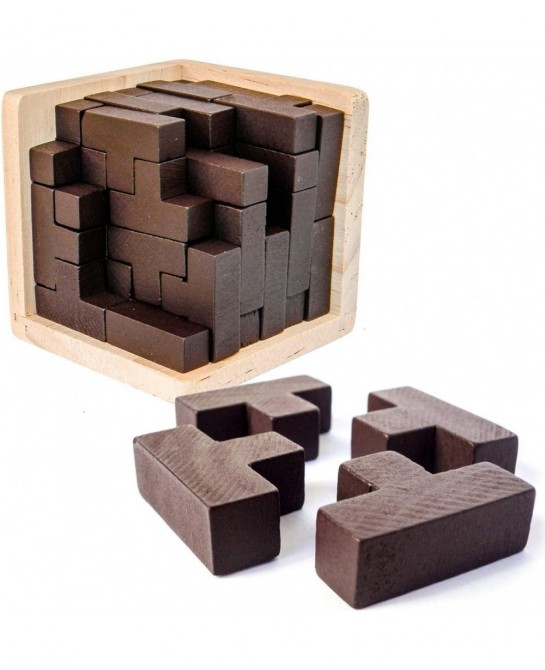 Wooden Brain Teaser Puzzle Cube Wooden Puzzles T-Shaped Jigsaw Logic Puzzle Educational Toy for Kids and Adults (Wine) $18.78...