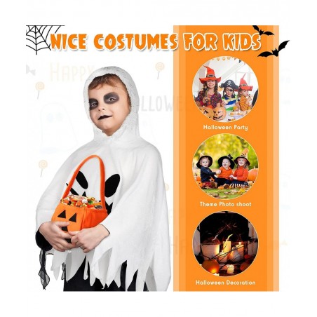 Kids Ghost Halloween Costume with Halloween White Ghost Cloak and Candy Bag Ghost for Kids Toddlers Multicolor $31.04 Kids' C...