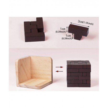 Wooden Brain Teaser Puzzle Cube Wooden Puzzles T-Shaped Jigsaw Logic Puzzle Educational Toy for Kids and Adults (Wine) $18.78...