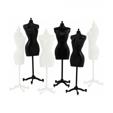 6pcs Doll Dress Form Clothing Clothes Gown Display Mini Mannequin Model Stand for Doll Display Holder Stand Display Support W...