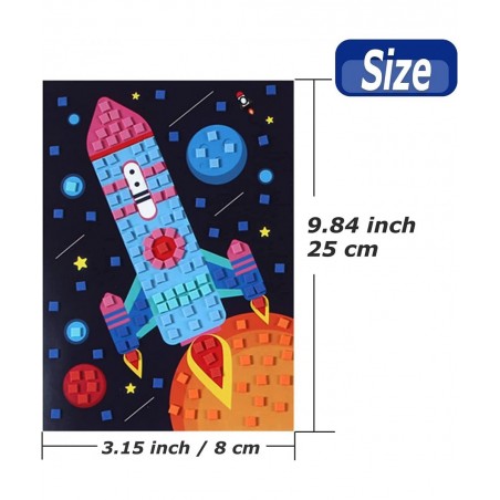Mosaic Sticker Art Sticky DIY Handmade Art Kits for Kids-Sunflower Butterfly Sailboat Woodpecker Hot air Balloon Airplane Ast...