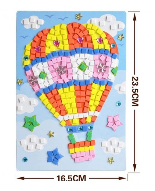 Mosaic Sticker Art Sticky DIY Handmade Art Kits for Kids-Sunflower Butterfly Sailboat Woodpecker Hot air Balloon Airplane Ast...