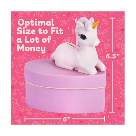 Unicorn Piggy Bank | Reusable Kids’ Piggy Bank w/ a Plug Underneath | Bright & Friendly Piggy Bank to Teach Kids How to Nearl...