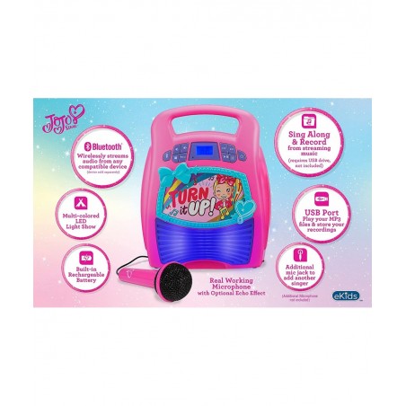 JoJo Siwa Bluetooth Karaoke Machine Portable Bluetooth Party Speaker with Microphone for Kids Speaker with USB Port to Play M...