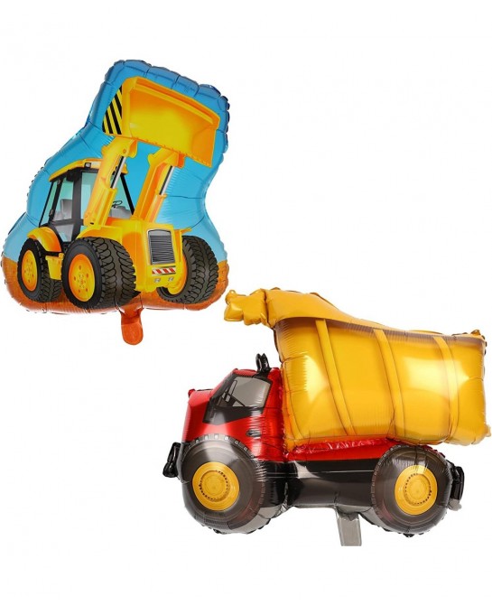 2 Pcs Construction Truck Themed Bulldozer Dump Truck Foil Mylar Balloon Birthday Party Decor Supplies $16.30 Kids' Party Deco...