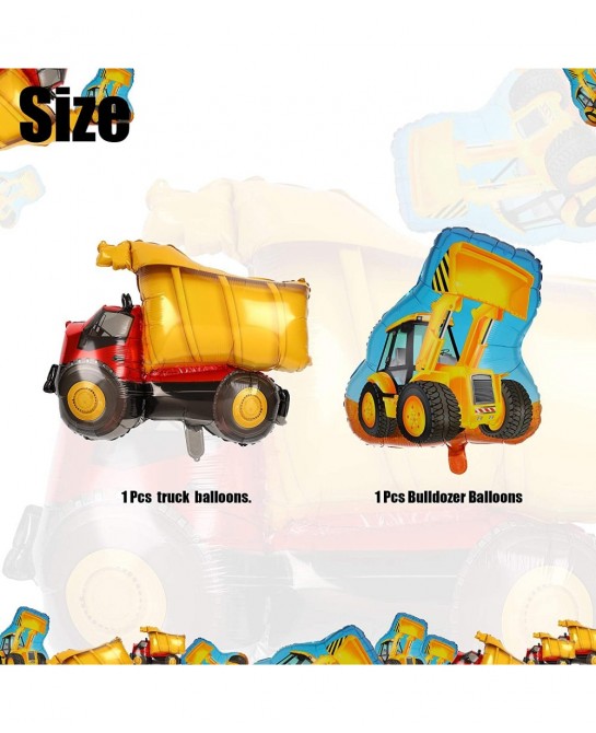 2 Pcs Construction Truck Themed Bulldozer Dump Truck Foil Mylar Balloon Birthday Party Decor Supplies $16.30 Kids' Party Deco...