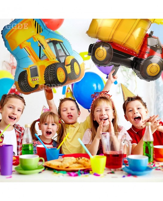 2 Pcs Construction Truck Themed Bulldozer Dump Truck Foil Mylar Balloon Birthday Party Decor Supplies $16.30 Kids' Party Deco...