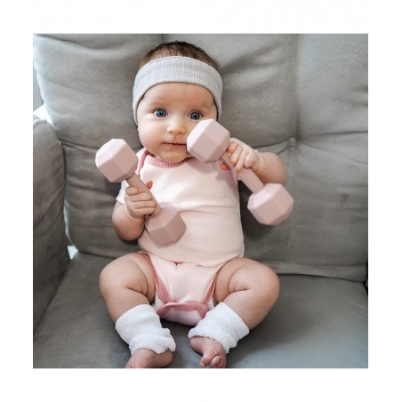 Baby Dumbbell Infant Rattle Silicone Teething Toy Teether Infants Toddler Sensory Toy Exercises Weight - Made of 100% Food-Gr...