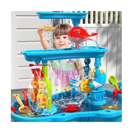 Kids Sand Water Table for Toddlers 3-Tier Sand and Water Play Table Toys for Toddlers Kids Activity Sensory Tables Outside Be...