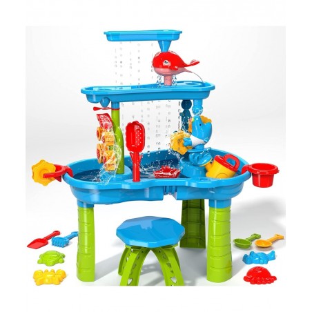 Kids Sand Water Table for Toddlers 3-Tier Sand and Water Play Table Toys for Toddlers Kids Activity Sensory Tables Outside Be...