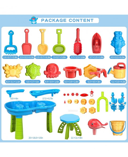 Kids Sand Water Table for Toddlers 3-Tier Sand and Water Play Table Toys for Toddlers Kids Activity Sensory Tables Outside Be...