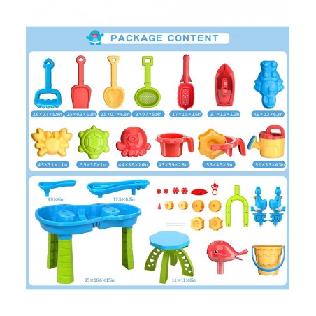 Kids Sand Water Table for Toddlers 3-Tier Sand and Water Play Table Toys for Toddlers Kids Activity Sensory Tables Outside Be...