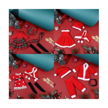 4 Pieces Doll Christmas Coats Long Sleeve Soft Faux Fur Coats Flannel Tops Outfit Doll Winter Clothes Doll Accessories Decora...