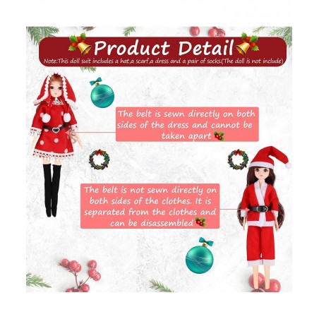 4 Pieces Doll Christmas Coats Long Sleeve Soft Faux Fur Coats Flannel Tops Outfit Doll Winter Clothes Doll Accessories Decora...