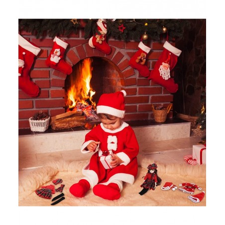 4 Pieces Doll Christmas Coats Long Sleeve Soft Faux Fur Coats Flannel Tops Outfit Doll Winter Clothes Doll Accessories Decora...