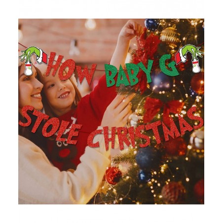 How The Baby G Stole Christmas Banner Christmas Baby Shower Decorations Grinch Baby Shower Decorations Christmas Grinch Baby ...