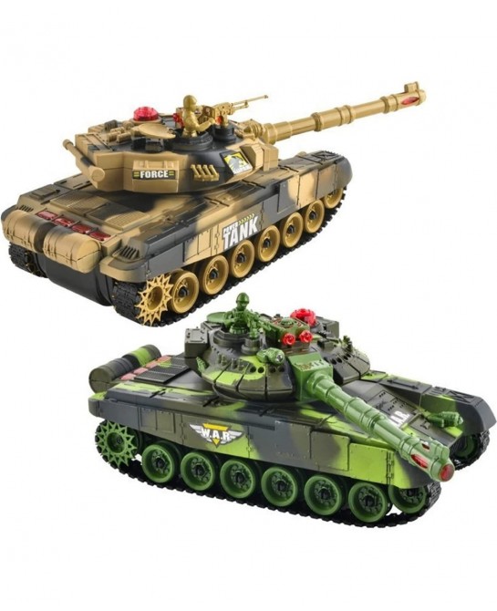 Remote Control Fighting Tanks Set 1:14 Scale Life Indicators Realistic Sounds and Lights Set of 2 RC Radio Control Gaming Mil...