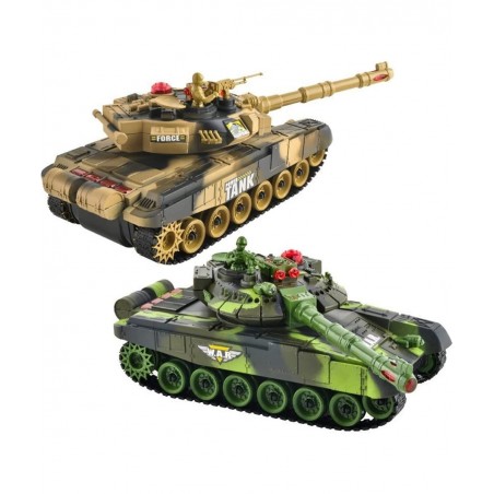 Remote Control Fighting Tanks Set 1:14 Scale Life Indicators Realistic Sounds and Lights Set of 2 RC Radio Control Gaming Mil...