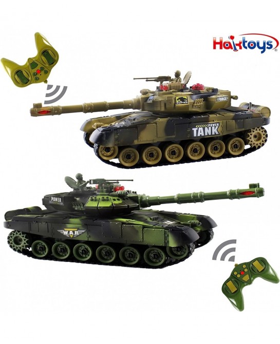 Remote Control Fighting Tanks Set 1:14 Scale Life Indicators Realistic Sounds and Lights Set of 2 RC Radio Control Gaming Mil...