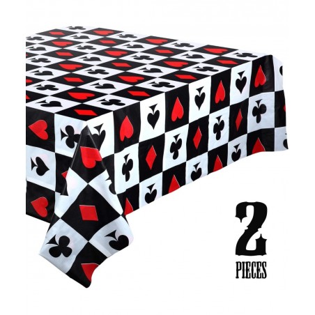 2 Pieces Casino Party Table Cover Poker Party Tablecloth for Las Vegas Theme Casino Party Decorations $16.16 Kids' Party Tabl...