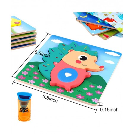 Wooden Puzzles for Toddlers Boys & Girls Educational Preschool Toys Gift with 6 Animals Patterns Puzzles for 3 Year olds. $22...