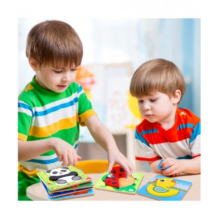 Wooden Puzzles for Toddlers Boys & Girls Educational Preschool Toys Gift with 6 Animals Patterns Puzzles for 3 Year olds. $22...